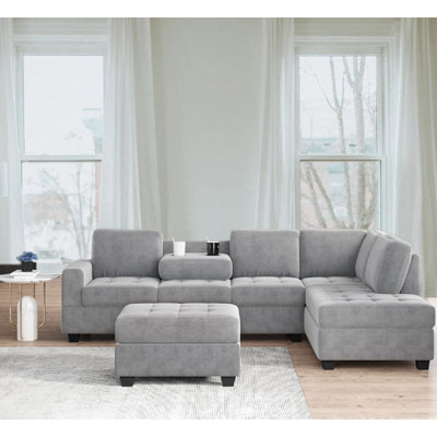 Canapé et chaise longue réversible de 112 po avec repose-pieds Luchiano