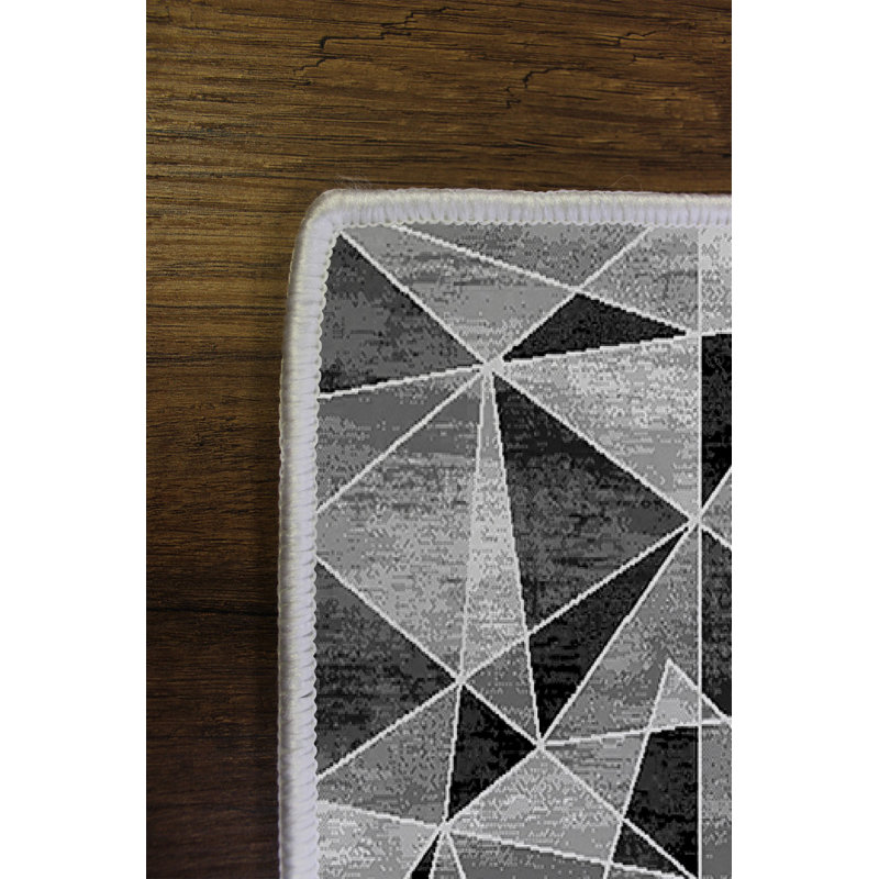 Tapis gris de qualité supérieure (5,2 x 7,5 pieds), 100% polyester, 650 g / m² | Antibactérien, impression numérique, écologique | Dessous en PVC antidérapant, lavable à la machine | Parfait pour le salon, la chambre à coucher et la décoration intérieure