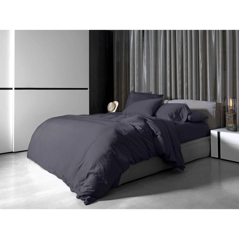 Viola Sateen Pillow Case, Standard, Charcoal