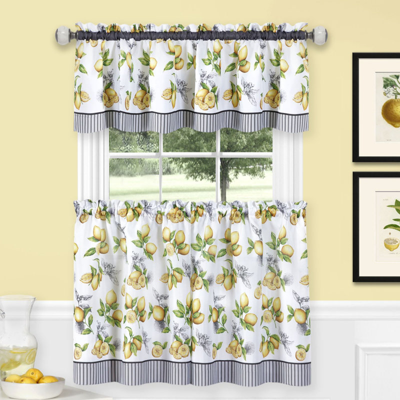 Tejeda Floral Tailored Kitchen Curtain, 58" W x 24" L