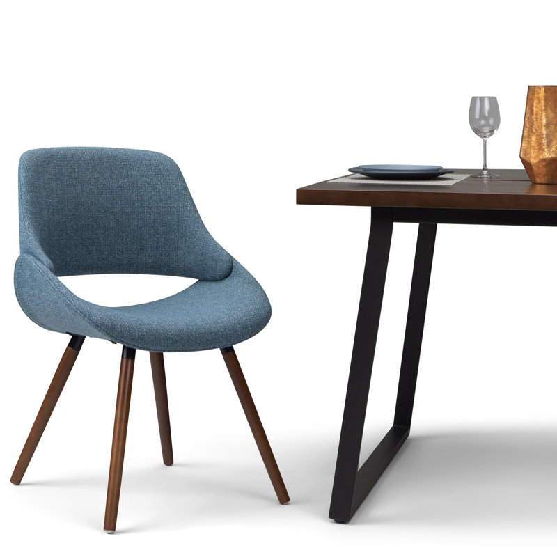Malden - Chaise en bois cintré avec dossier en bois - Bleu denim, Marron foncé, Bleu denim