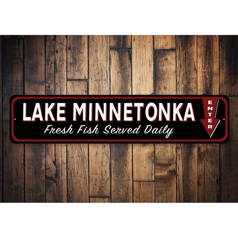 Panneau en aluminium «Fresh Fish Lake», H 4 po x l 18 po x P 0,04 po