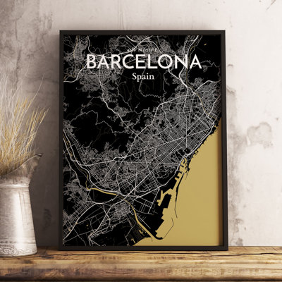 Barcelona City Map - No Frame Print