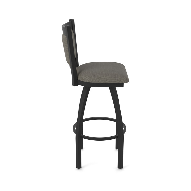 Tabouret pivotant Hadleigh, Noir froissé, Tissu - graphique calice, Tabouret de bar (siège d'une hauteur de 36 po)