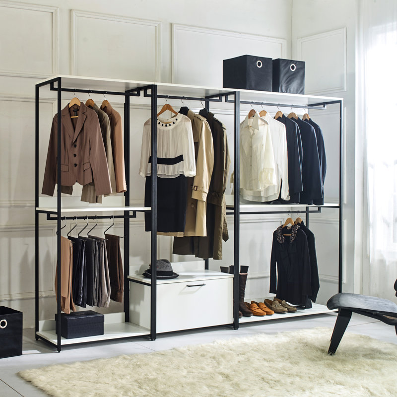 Walk-in avec un tiroir - Métal thermolaqué pour l'endurance, le rangement extra profond, l'eau et la chaleur, tableau de grade Stain Scratch E0, 2 fois plus épais, fabriqué en, modulaire, blanc, 76,73 lb,