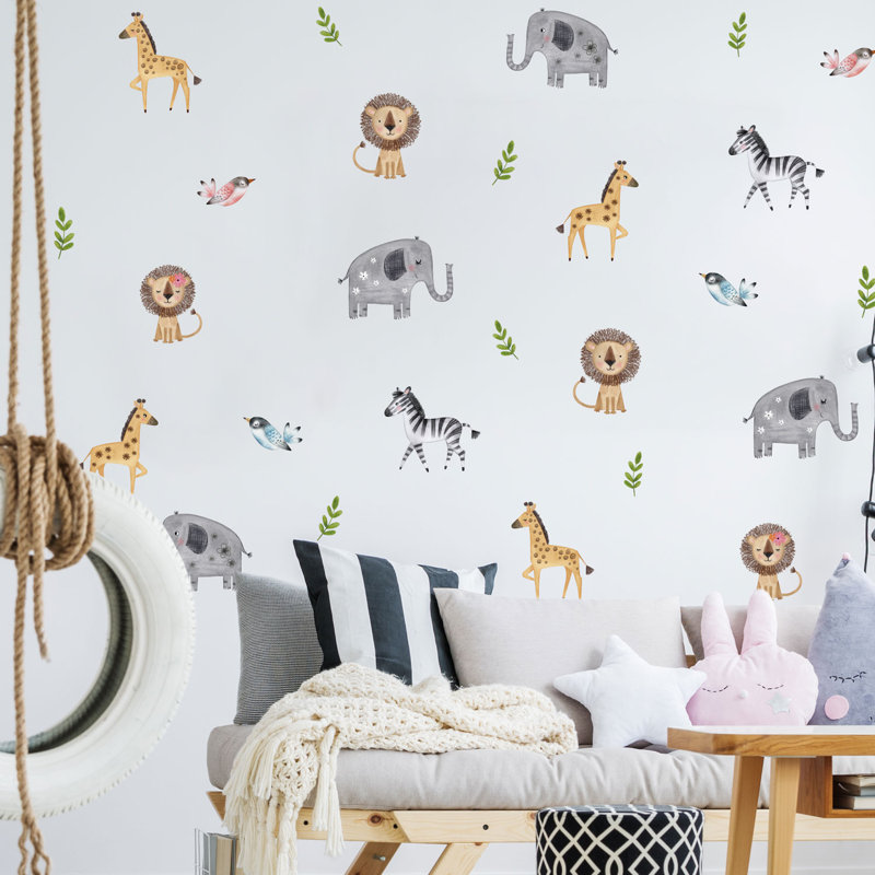 Cute Safari Wall Sticker Pack, 200cm H x 200cm W