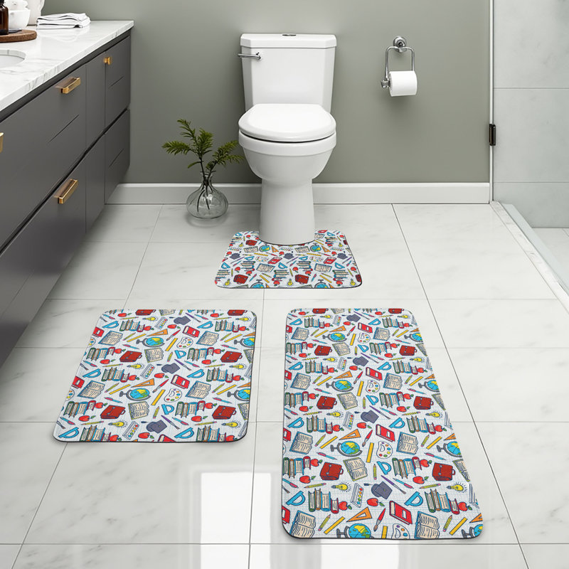  Multicolore ensemble de tapis en U et rectangulaires 3 pièces Science