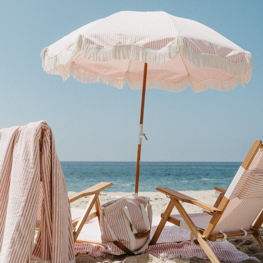 72'' Striped Outdoor Beach Umbrella, Pink