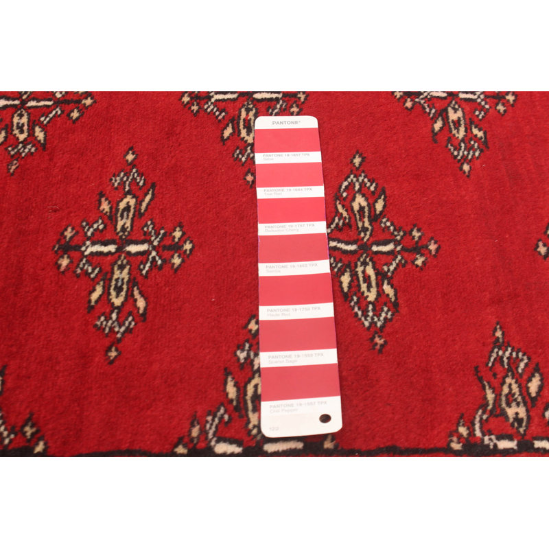 Tapis rouge foncé Maleaha Peshawar Bokhara 2 pi 8 po x 3 pi 11 po