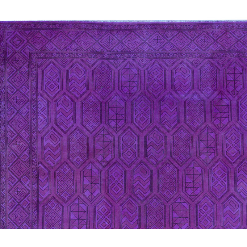 Wool Geometric Area Rug in Purple
