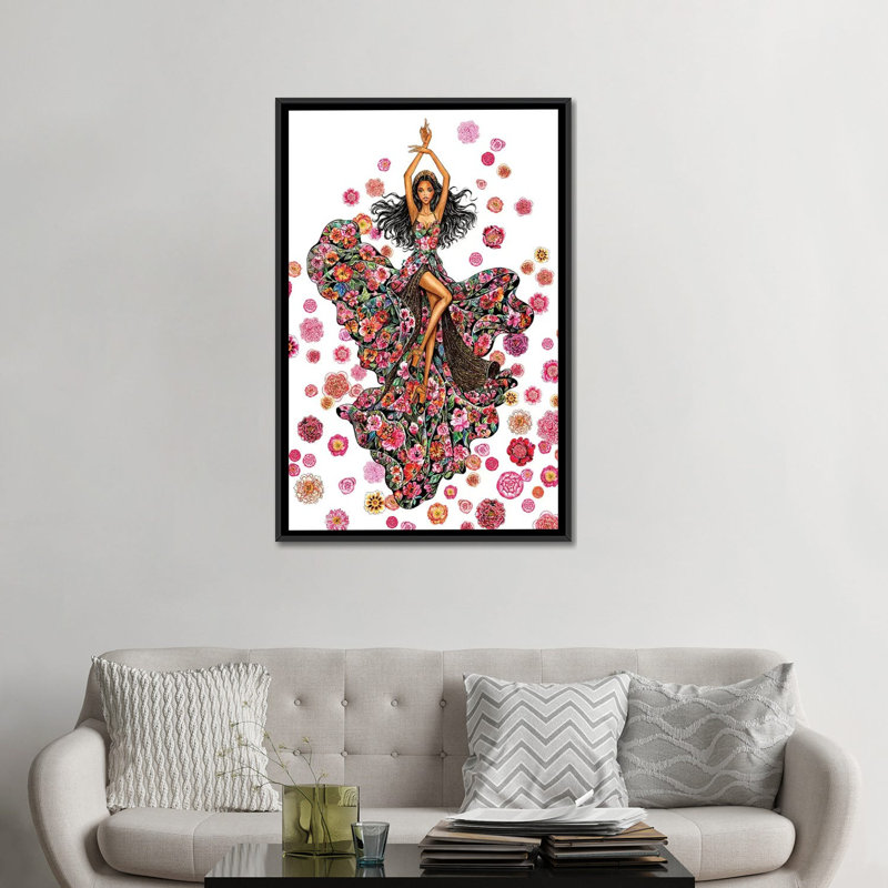 « let me rêve, elie saab », impression sur toile tendue, H 60 po x l 40po x P 1,5 po, Toile avec cadre noir, Pas de tapis