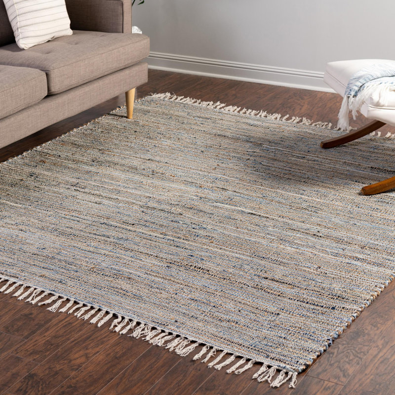 Holly-Rose Cotton Striped Indoor Rug, Square 7'1"