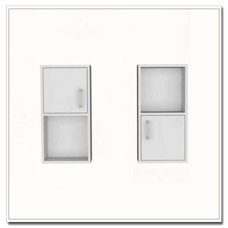 Oba 2-Pc Wall-Mounted Bathroom Medicine Cabinet with Open & Closed Storage, White