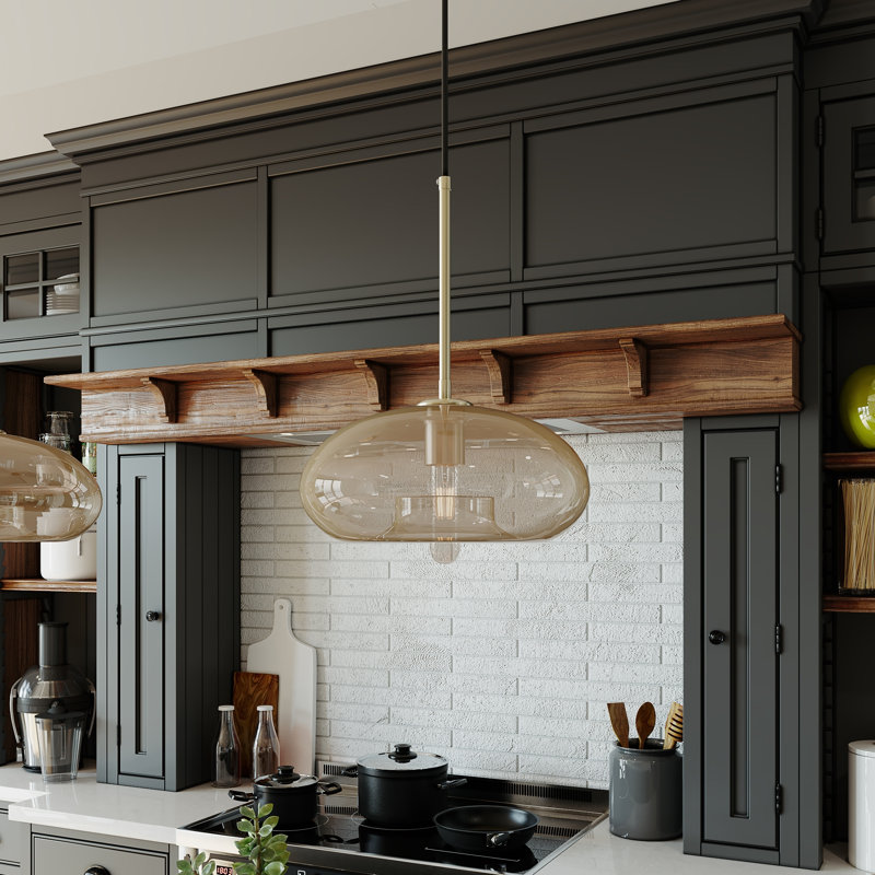 Luminaire suspendu 1 lumière Eathen, Ambre