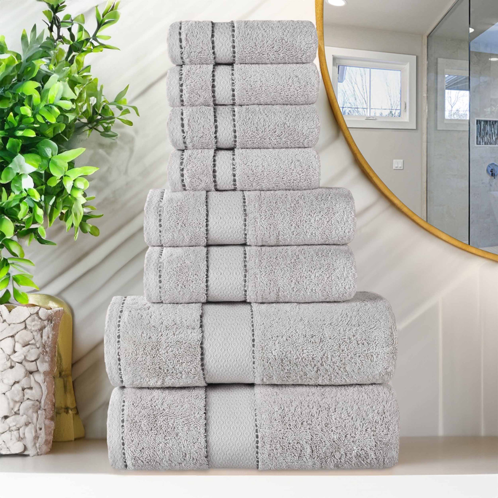 Niles 8-Piece Giza Cotton Towel Set, Platinum