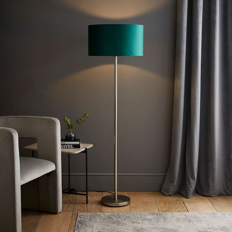 Pearletta Traditional Floor Lamp, No, Green, Chrome