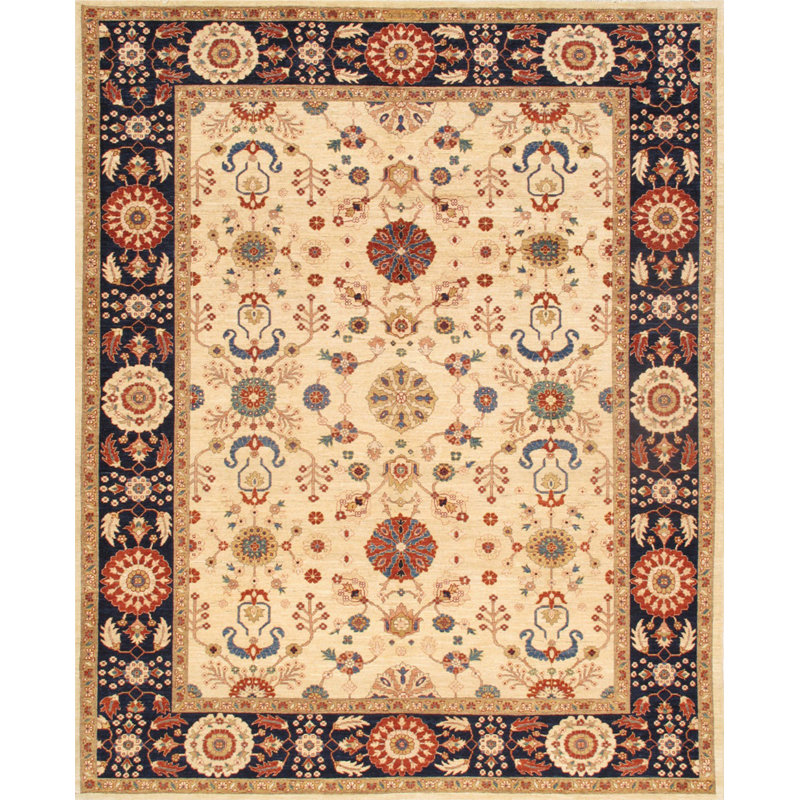 Rectangle Rectangle 6'3" X 9'2" Hand Knotted Wool Area Rug, Rectangle 9'4" x 11'5"