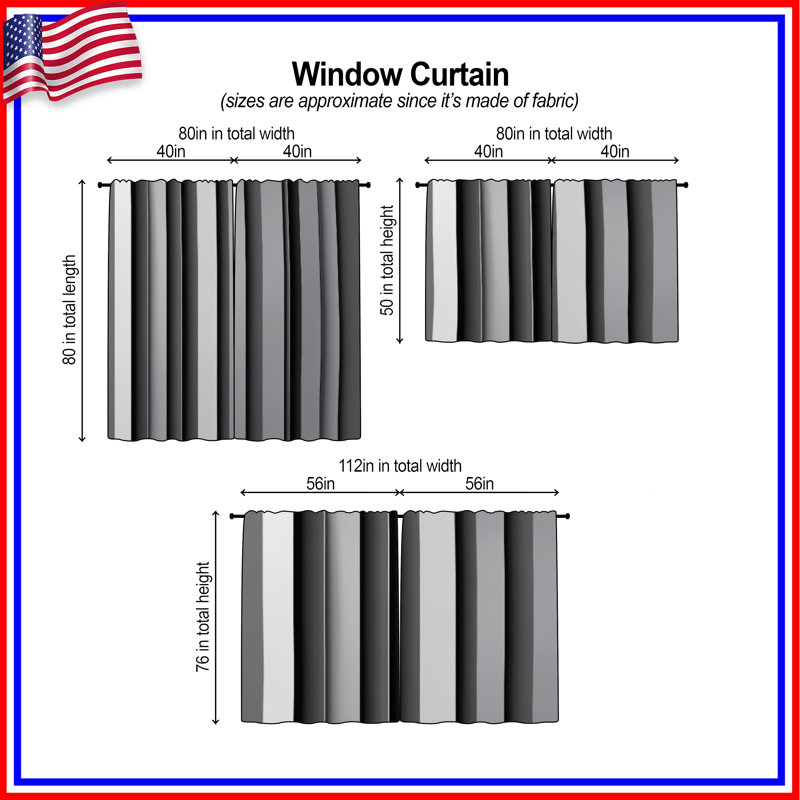 Rideaux de fenêtre à rayures verticales grises et obscurcissant - 2 panneaux, 56 po x 76 po - 2 panneaux, Transparent