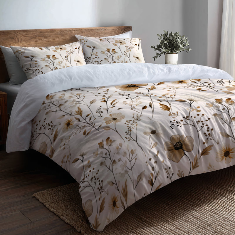 Ensemble de literie 3 pièces Country Farmhouse - Housse de couette et coussin décoratif Floral