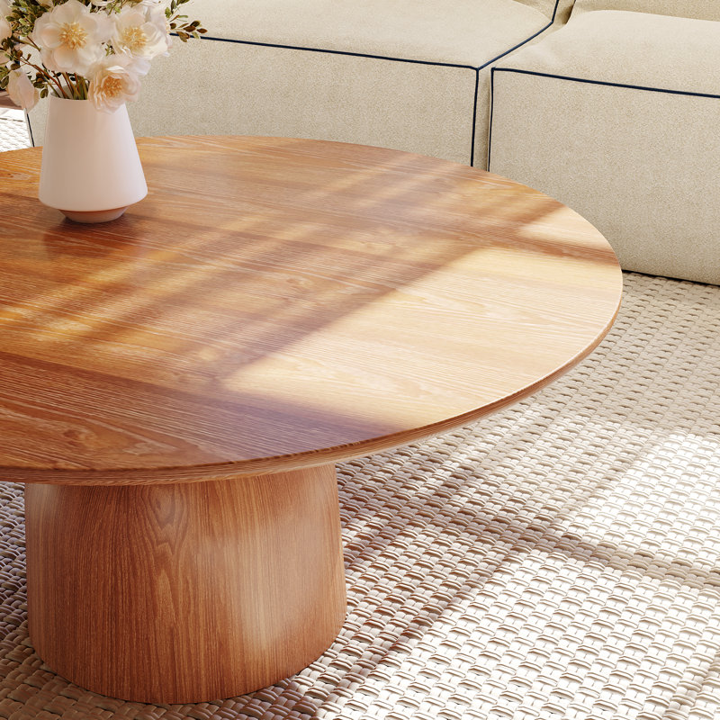 Plateau de table rond en bois massif, Brun, H 1,2 po x L 43,3 po x l 43,3 po, Rond