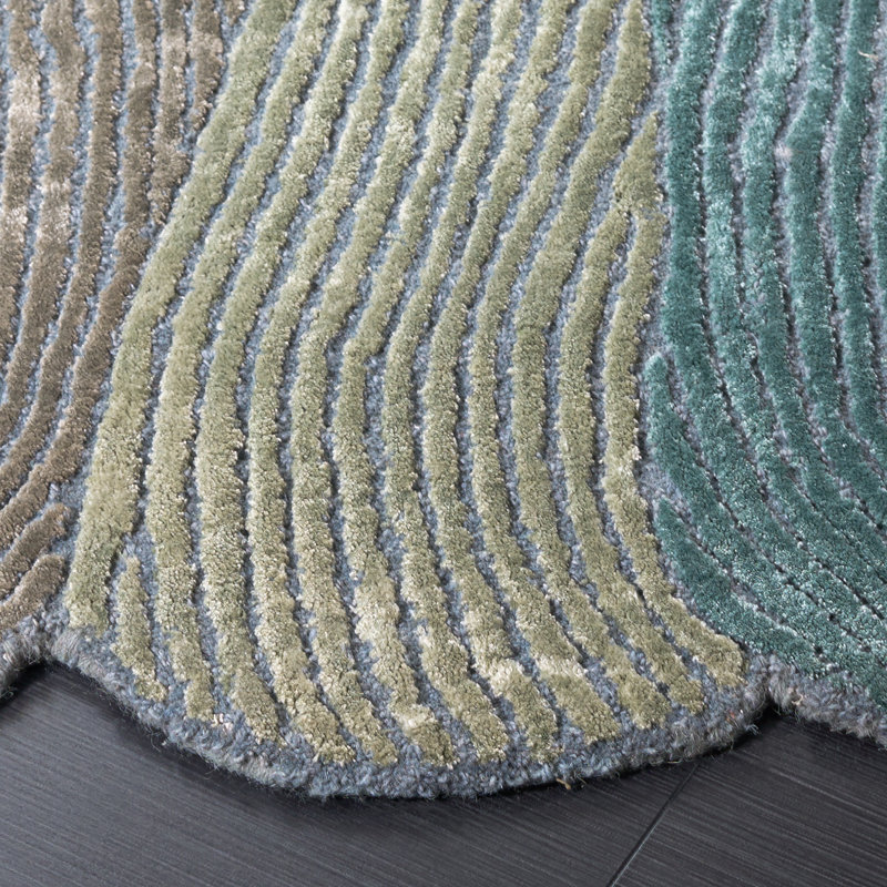 Tapis d'intérieur abstrait en laine, coton et laine touffetée à la main Fifth Avenue, Rond 3 pi