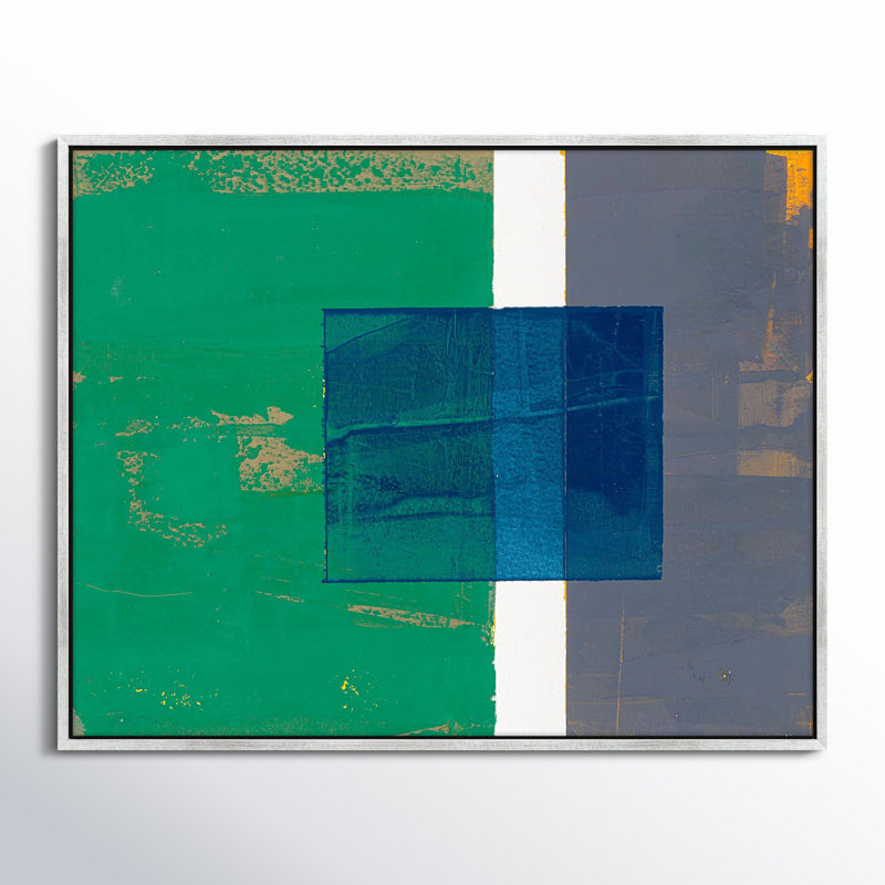 Bold In Blue " Bold In Blue 1 " by Andrea Stokes, Silver Framed, 40" H x 50" W x 1.38" D