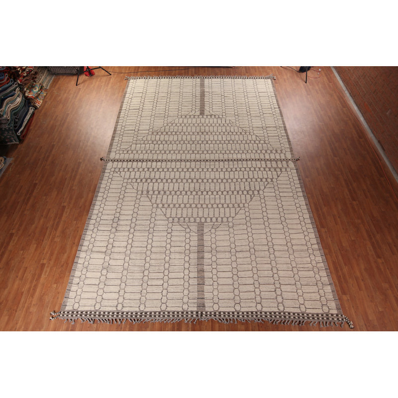 Tapis marocain moderne géométrique ivoire