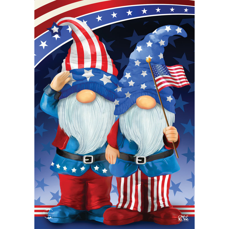 Drapeau de jardin des gnomes patriotiques, Rouge / bleu / blanc