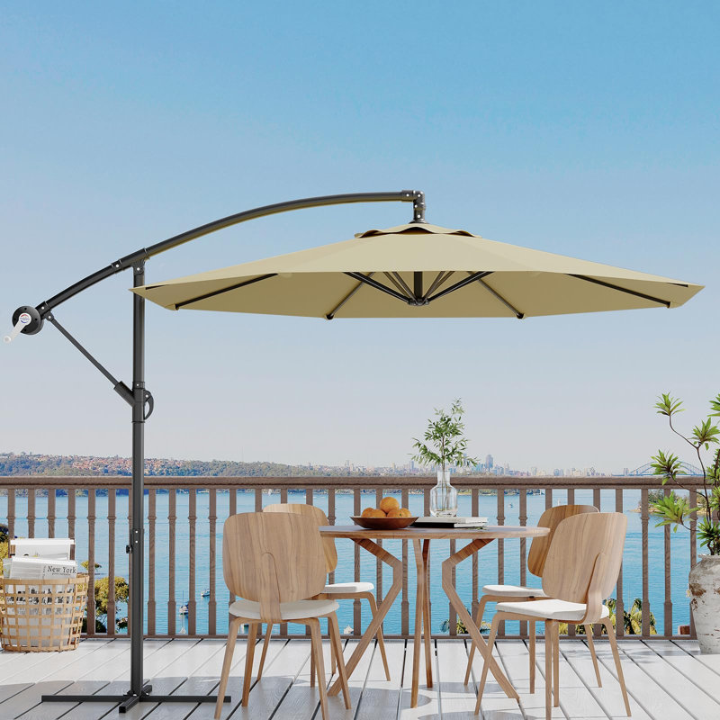 300cm Beach Parasol, Brown Geometric