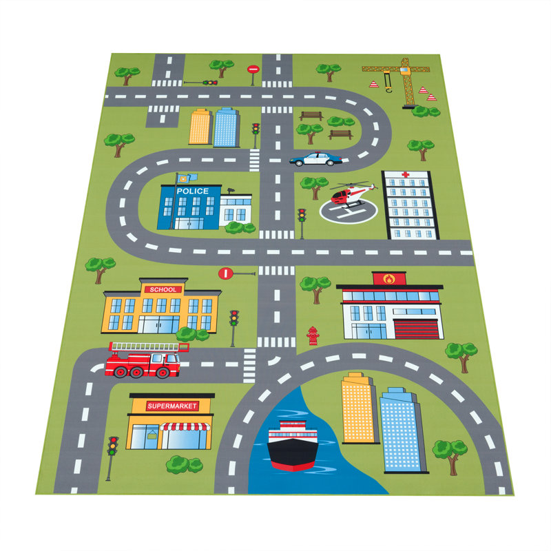 Laumer Power Loom Green/Grey Rug, Rectangle 200 x 290cm