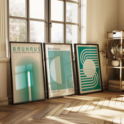 Green Bauhaus Trio Set of 3 Prints