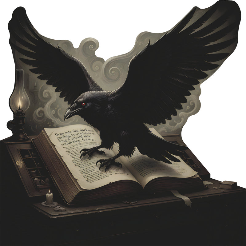 SP13612 Edgar Allan Poe Raven Nevermore Book Art