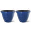 Ensemble de 2 pots à fleurs ronds en céramique artificielle bleu cobalt 15,5 "-995547849-995547891