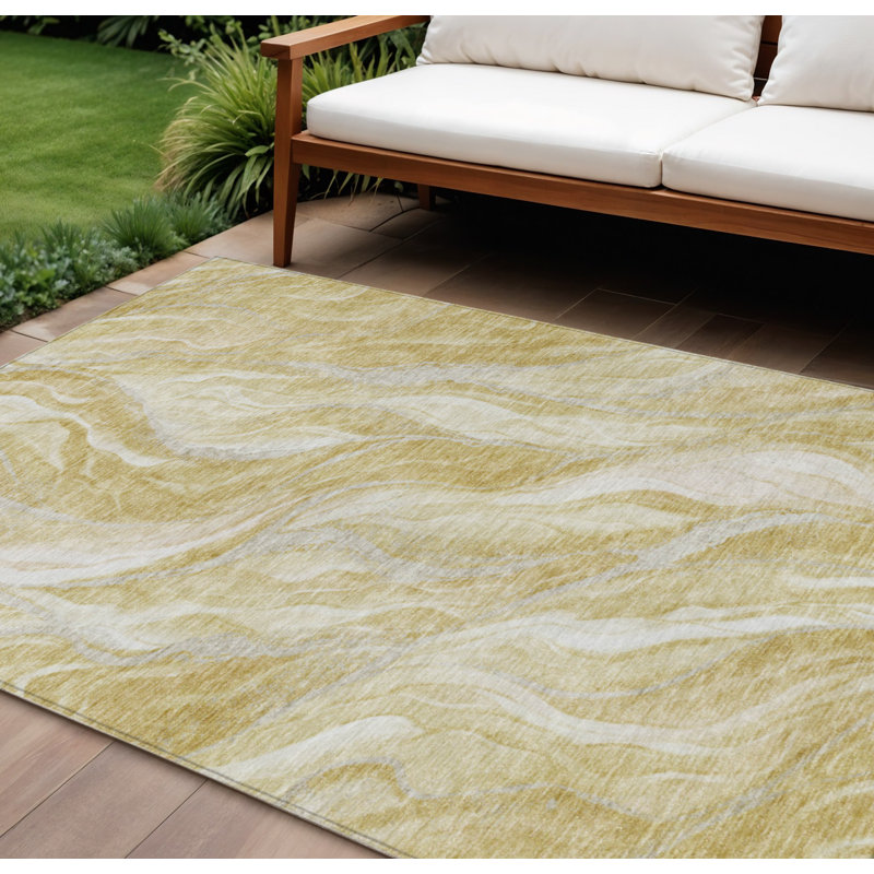 Tapis intérieur lavable abstrait beige et ivoire 8 pi x 10 pi