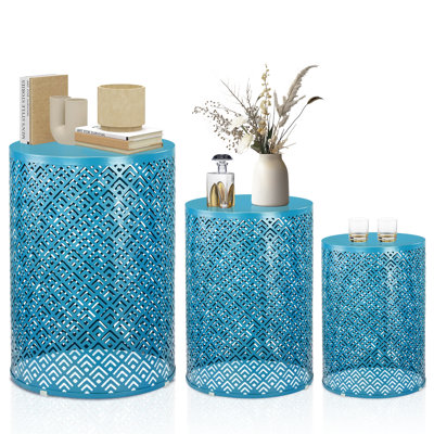 Outdoor Round Metal Stackable Side Table(Set Of 3)