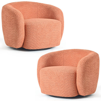 Coheman Upholstered Boucle Swivel Barrel Chair