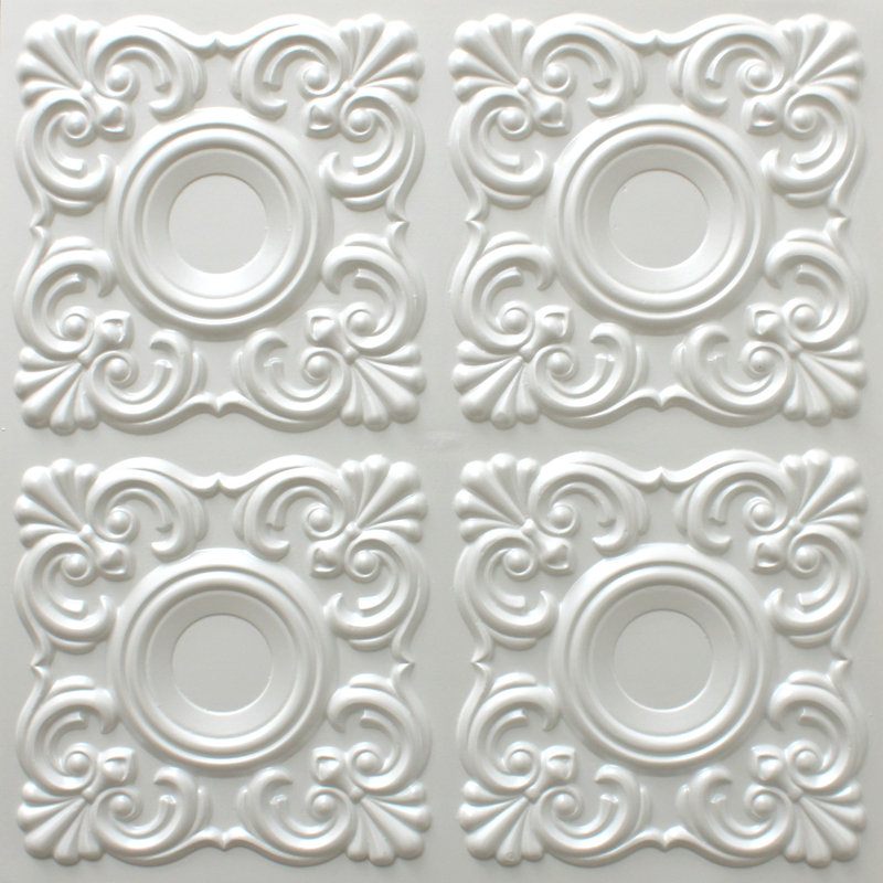 Falkirk Perth 24'' L x 24'' W High Gloss Polyvinyl Chloride (PVC) Glue Up Ceiling Tile In Pearl White