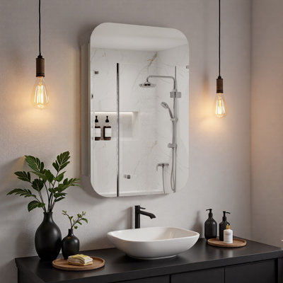 Armoire à pharmacie en aluminium encastrée ou à fixation en surface avec miroir et tablettes réglables en verre l 20 po x H 31 po