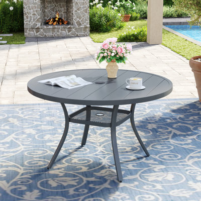 41" Round Patio Table With Storage Shelf