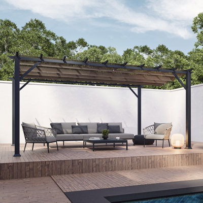 Florence  Aluminum Pergola in Gray Powder-Coated Finish with Adjustable Canopy