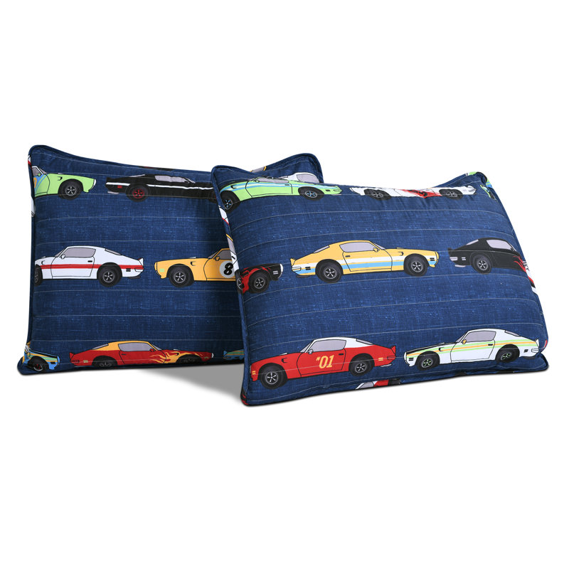 Race Cars Quilt Set, Navy, Full/Queen Quilt + 2 Shams