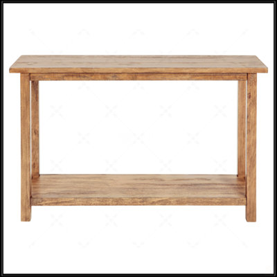 Castleton Distressed Brown Wood Entryway Sofa Console Table With Rustic Charm And Versatile Storage, Perfect For Narrow Spaces.