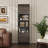 Slim Storage Cabinet With Glass Shelves