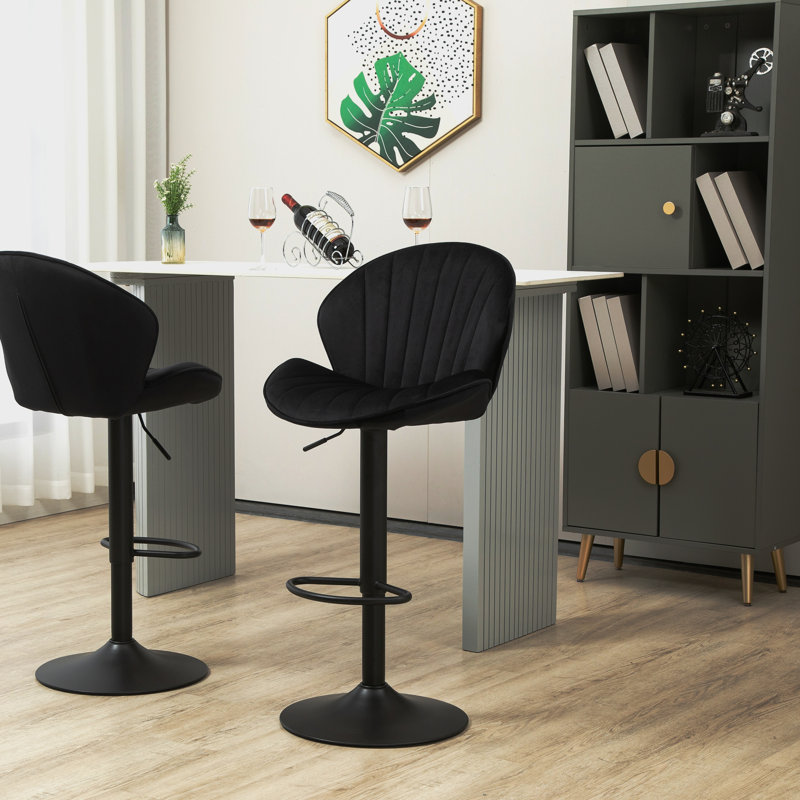 2 tabourets réglables avec dossier et repose-pieds, tabourets de bar à hauteur de comptoir noir pour pub de cuisine 2,