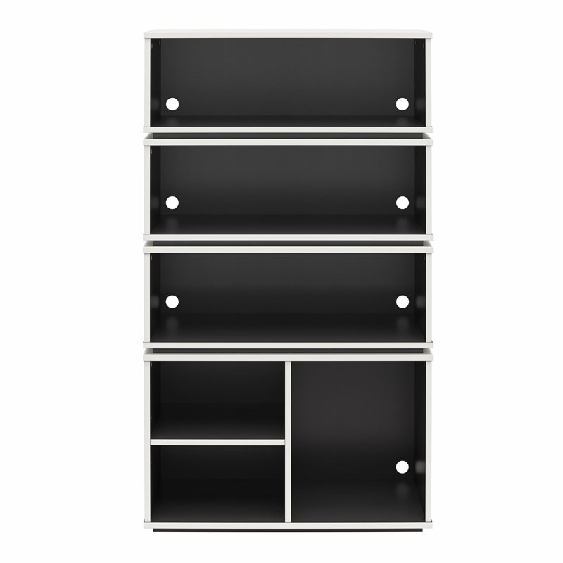 White and Black Adjustable Wood Display Storage Unit