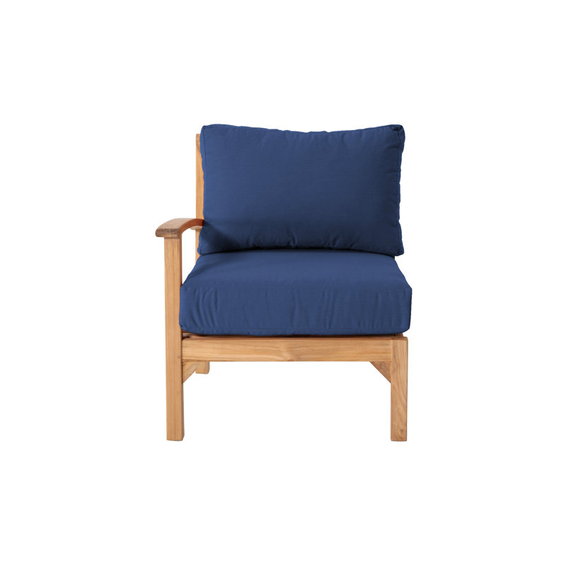 Fauteuil club d'extérieur en teck Huntington, Bleu marine