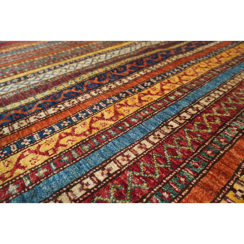 Aryana Wool Striped Area Rug in Red