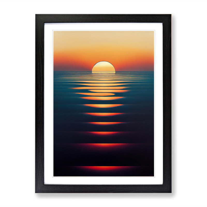 XV1022-3742X Reflective Sunset - Print, Black Framed, 66cm H x 48cm W, White