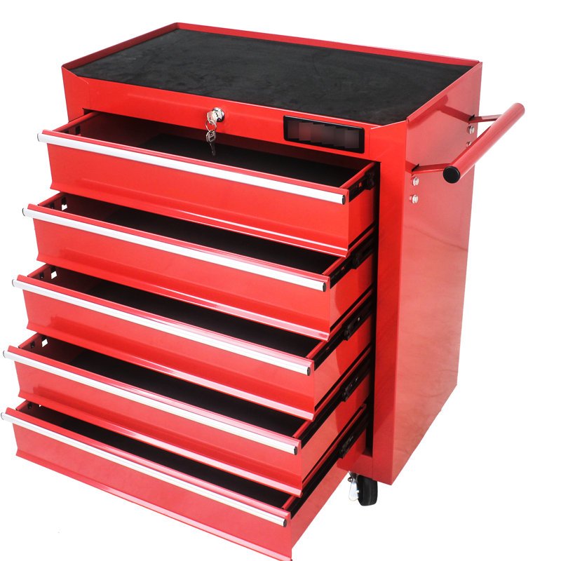 Armoire à outils 5 tiroirs rouge verrouillable et verrouillable pour le garage
