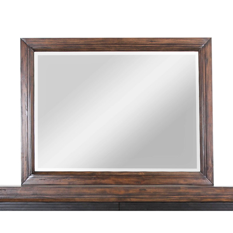 Miroir 48 po en bois massif et placage de pin rustique, sans assemblage requis, verre biseauté, miroir de finition n'importe où